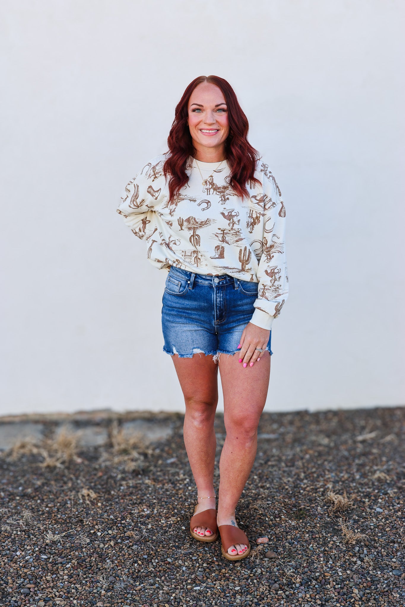 Blu Pepper Western Print Crewneck