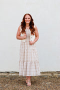 Blu Pepper Lt Brown Plaid Midi Dress