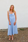Blu Pepper Lt Blue Plaid Midi Dress