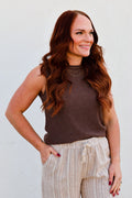 Staccato Sleeveless Sweater Tank- Mocha