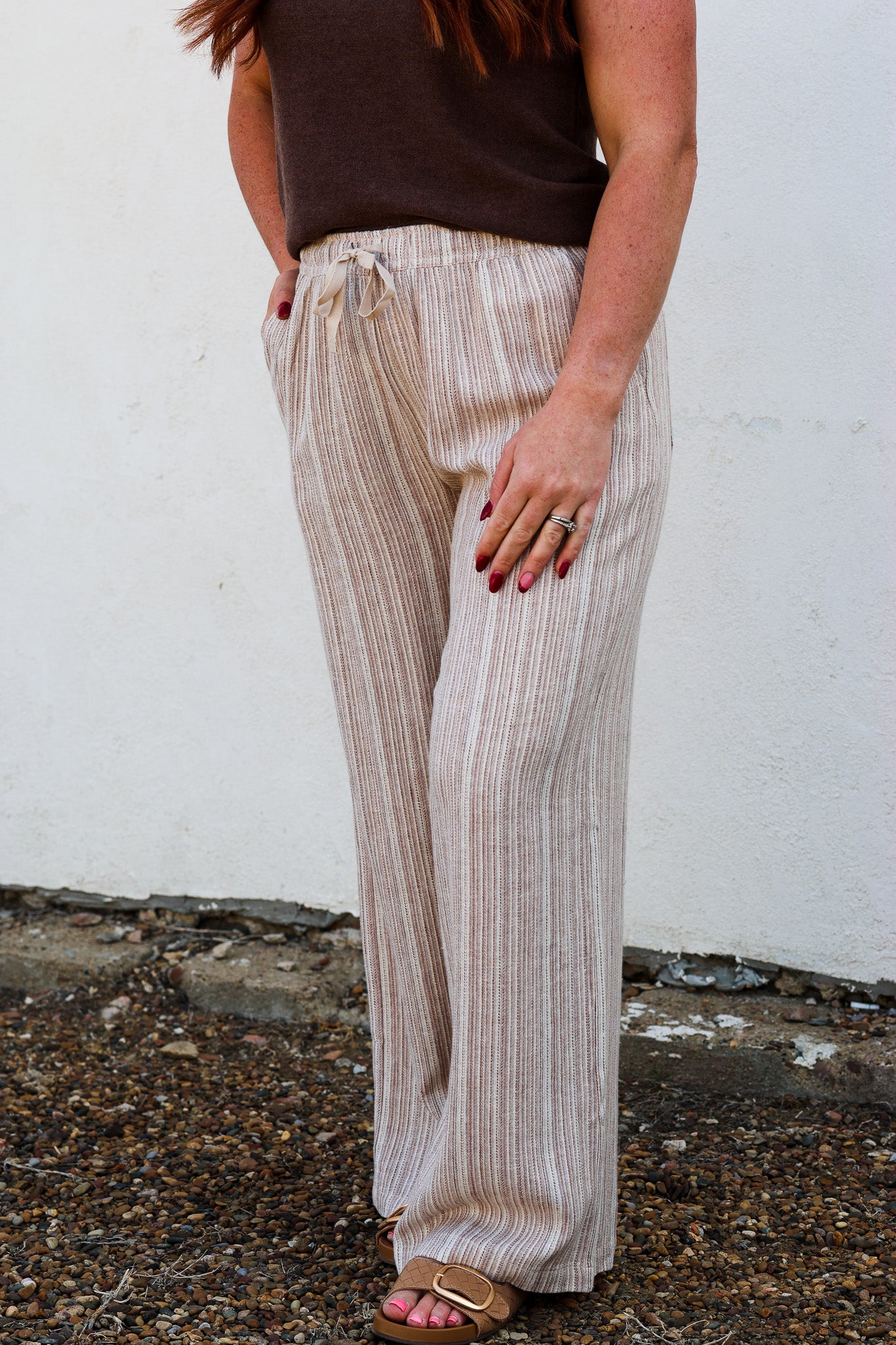 Becool 29" Striped Linen Pant