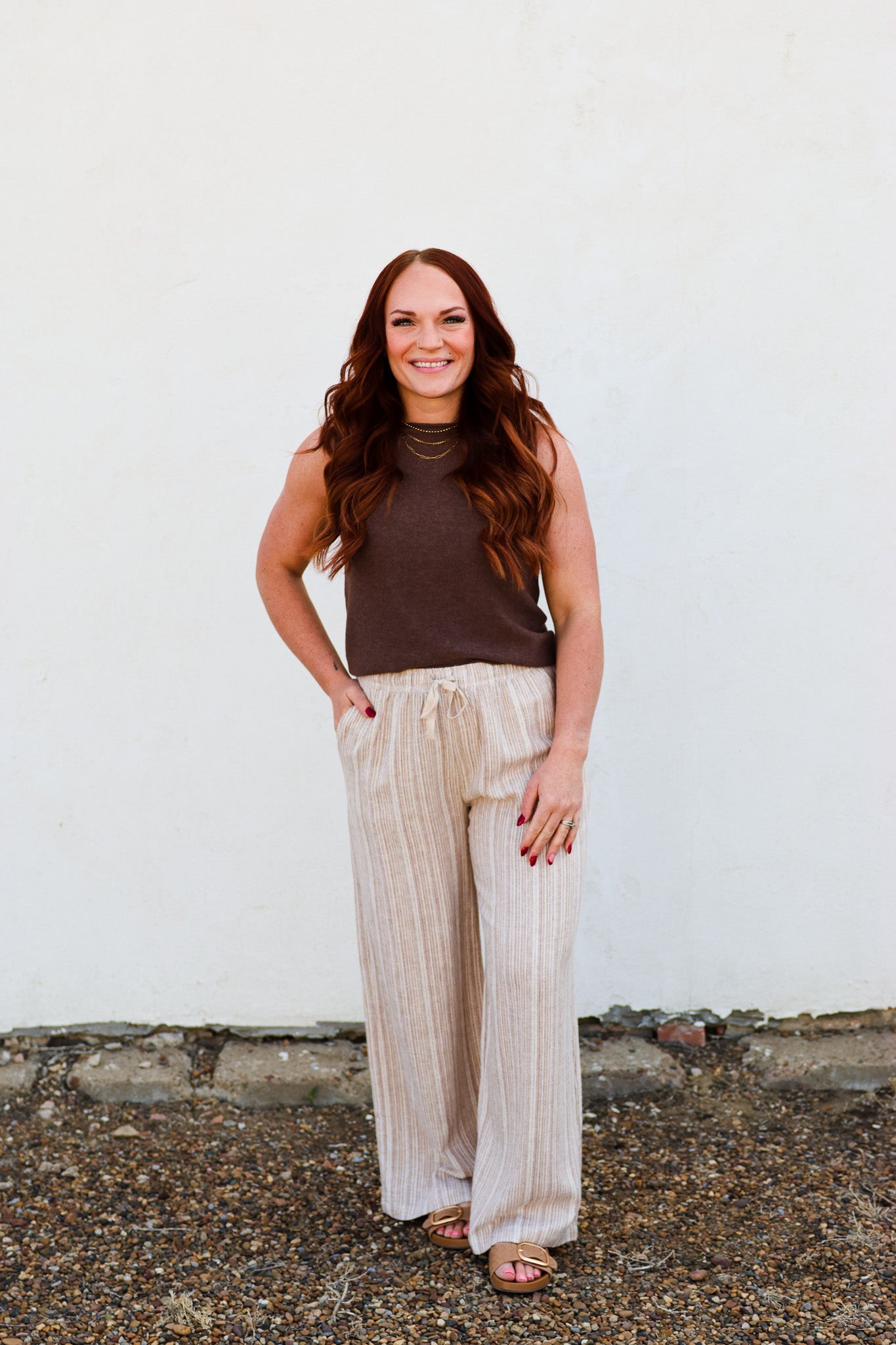 Becool 29" Striped Linen Pant