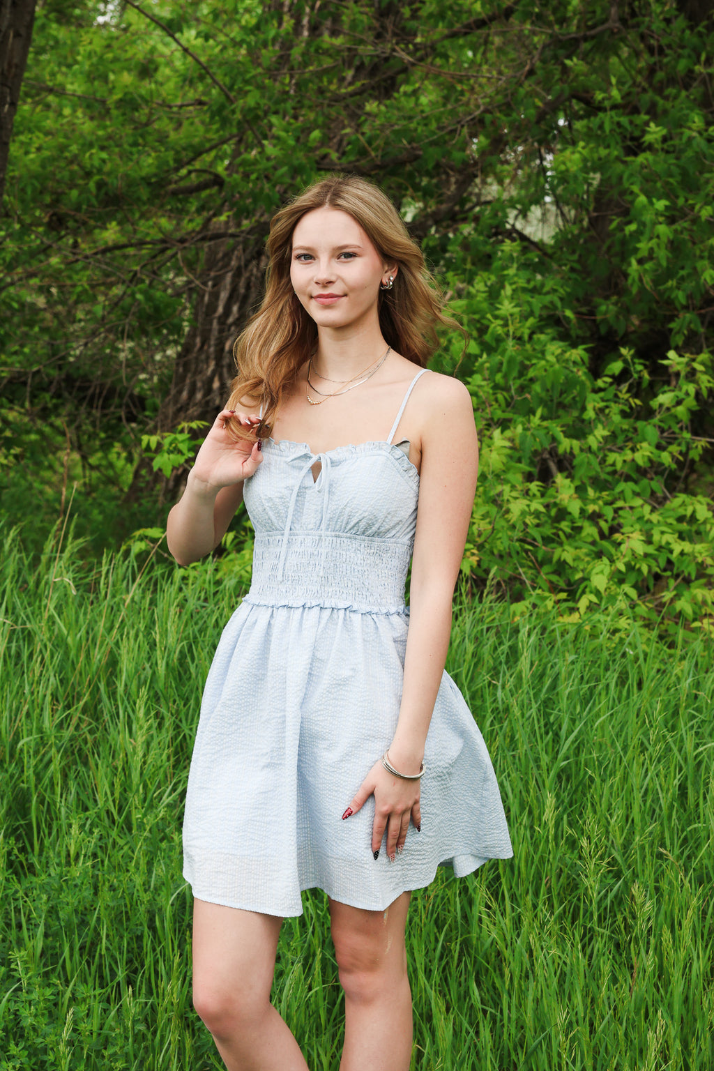 BM Blue/Ivory Textured Mini Dress
