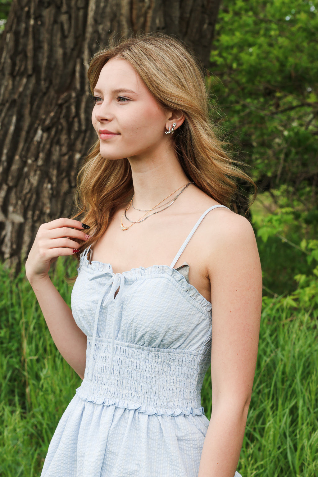 BM Blue/Ivory Textured Mini Dress