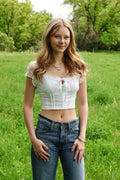 Blu Pepper Lace Trim Button Down Front