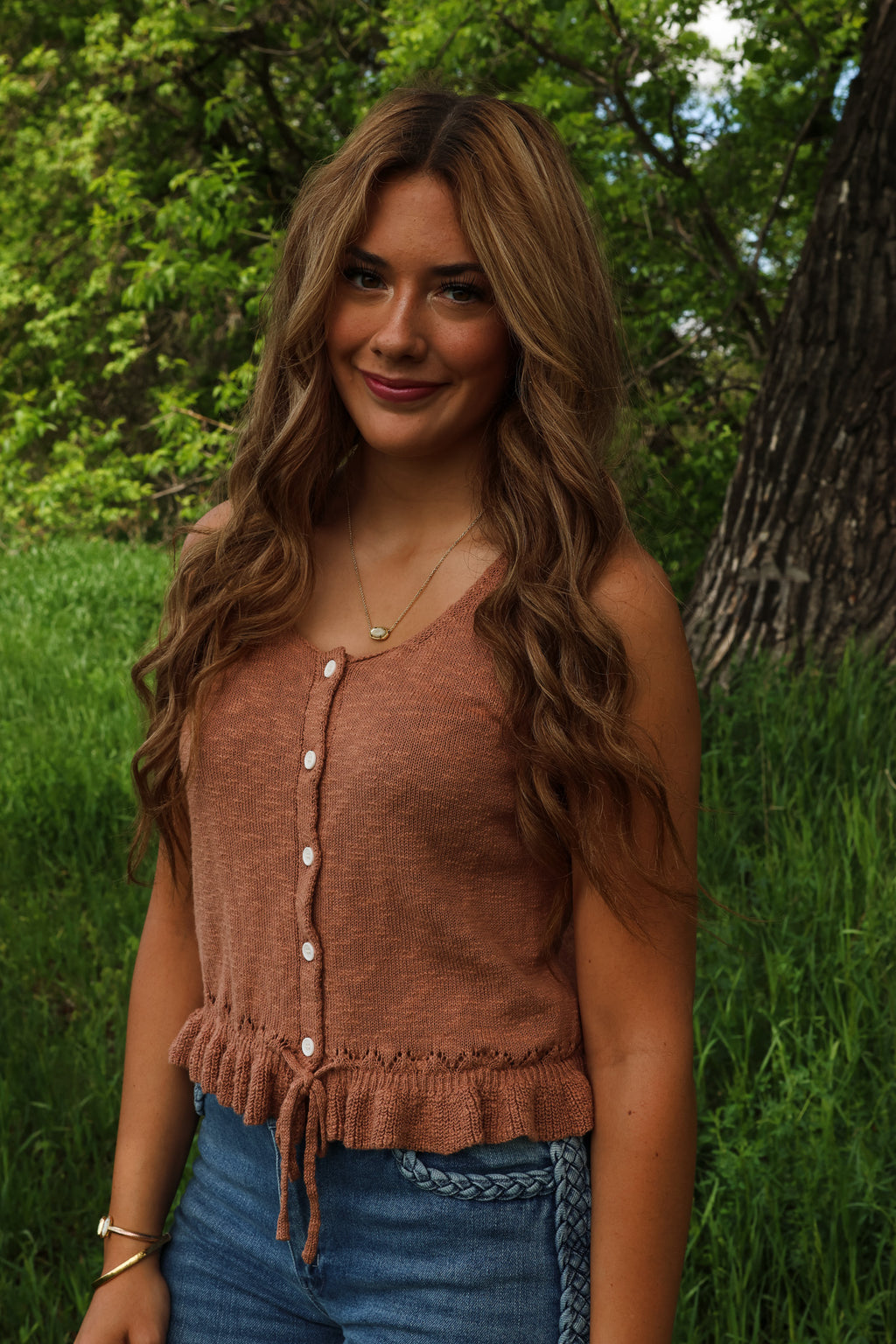 G&G Dusty Rose Peplum Tank