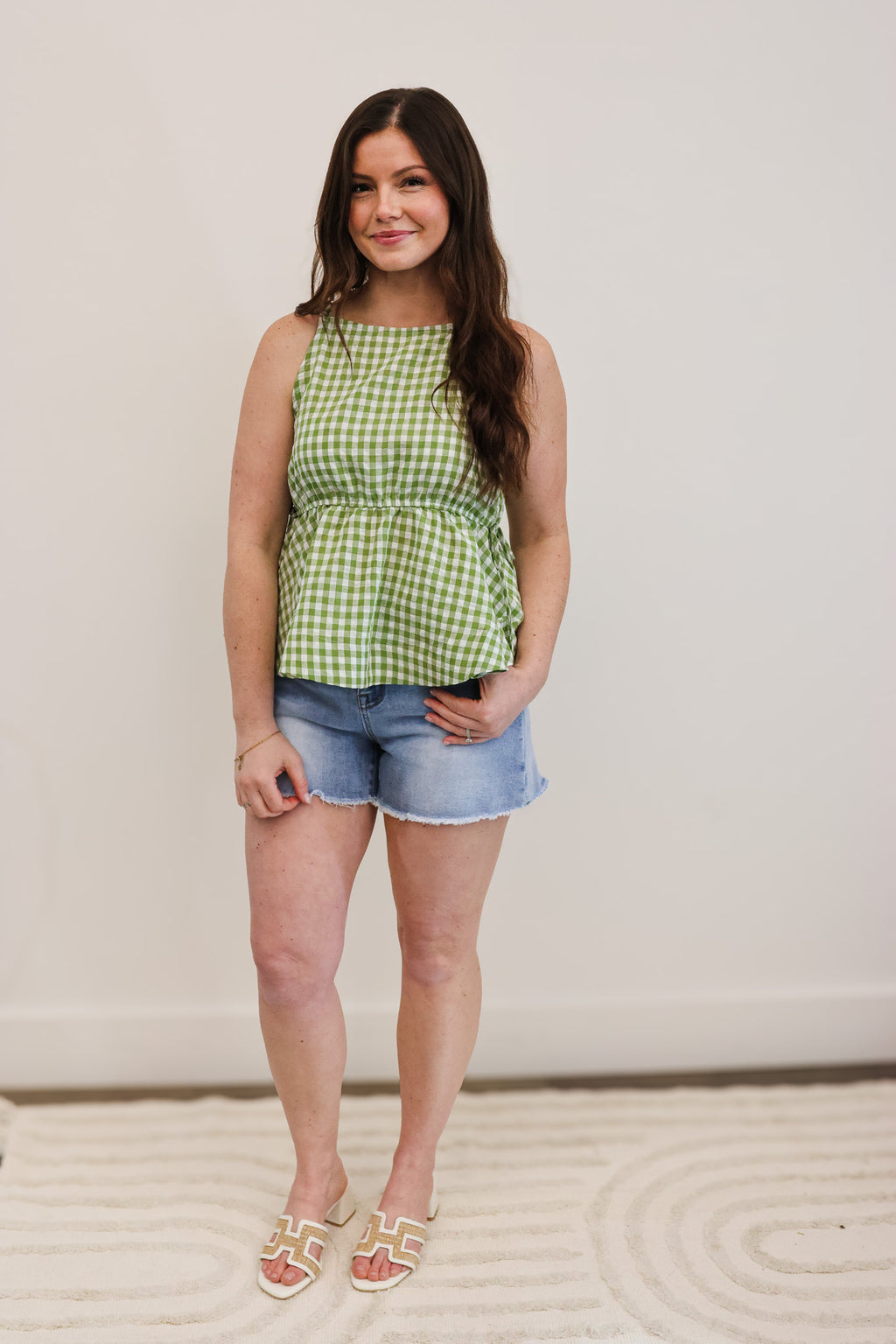 Blu Pepper Green Gingham Tank