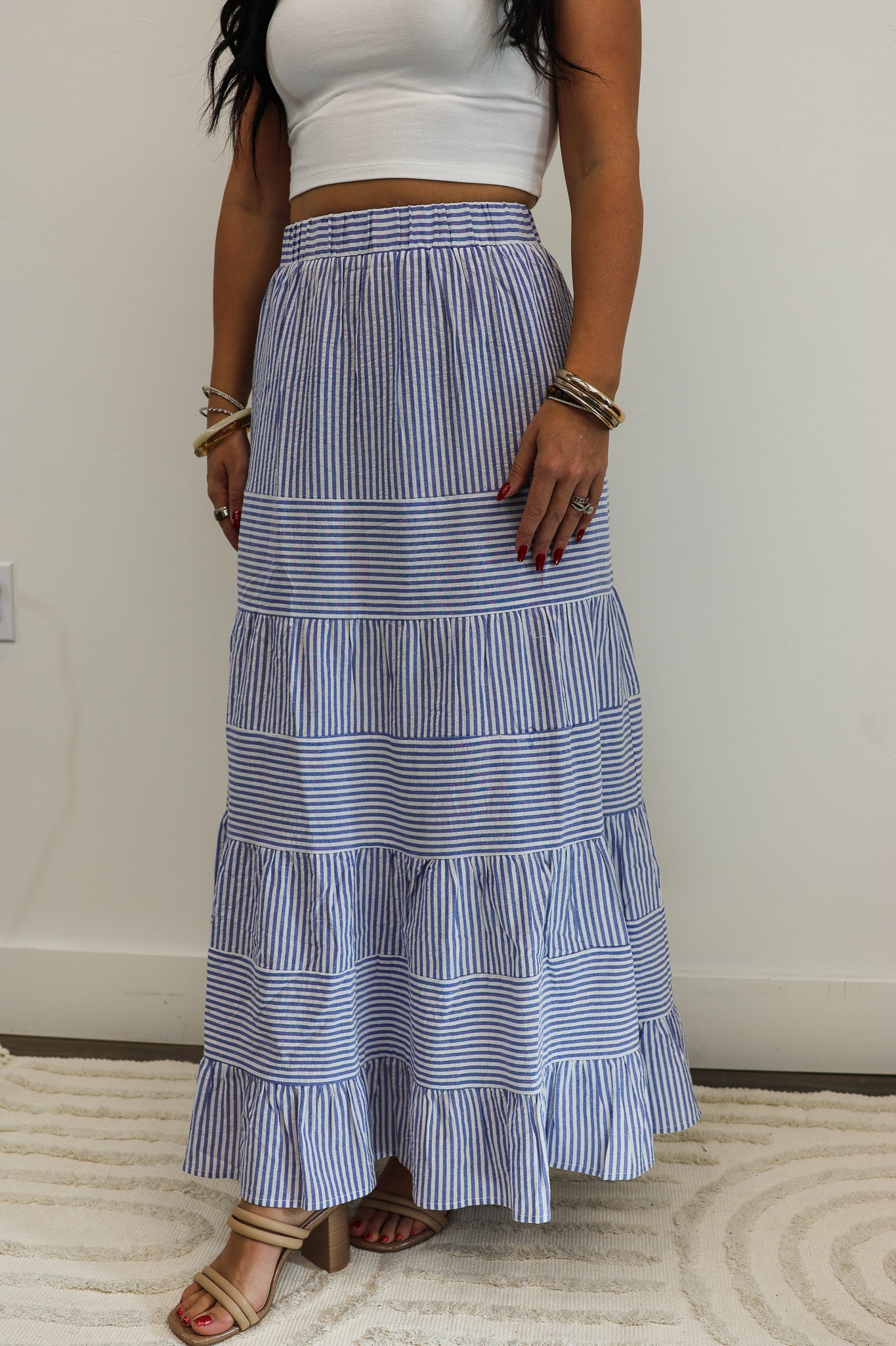Staccato Tiered Stripe Skirt
