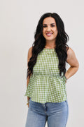 Blu Pepper Green Gingham Tank