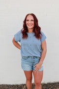 Staccato Dusty Blue Pointelle Sweater