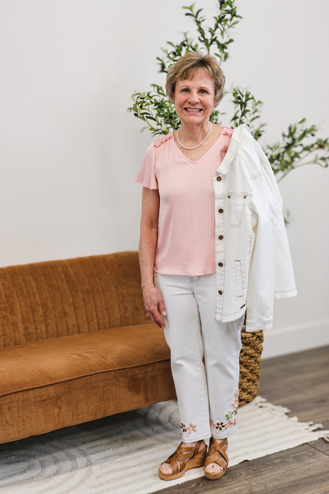 Coco White Denim Jacket, Lined