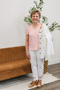 Coco Blush Flutter Sleeve Top