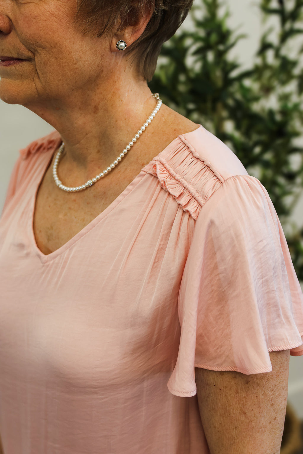 Coco Blush Flutter Sleeve Top