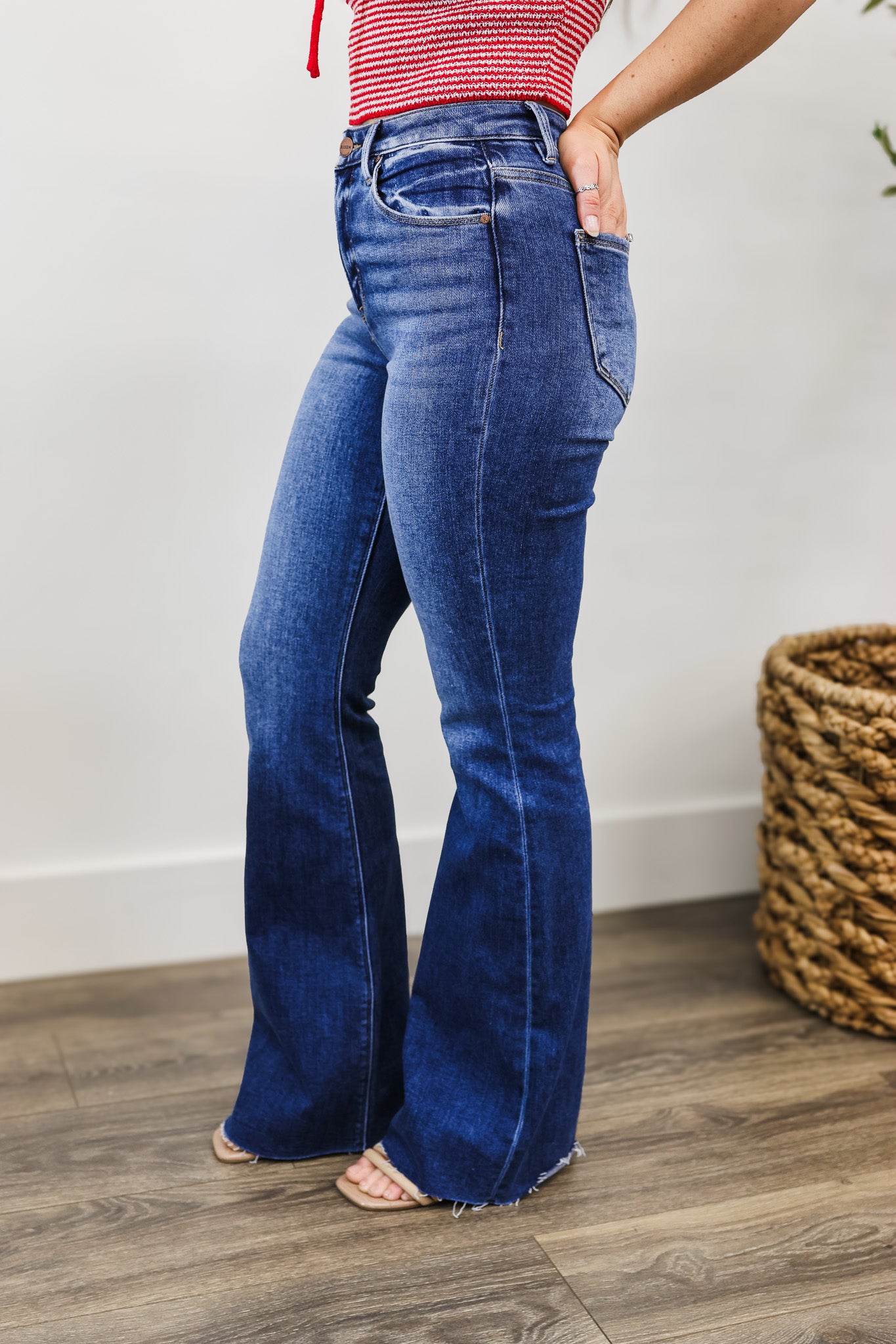 Risen Medium Blue Long Wide Legs