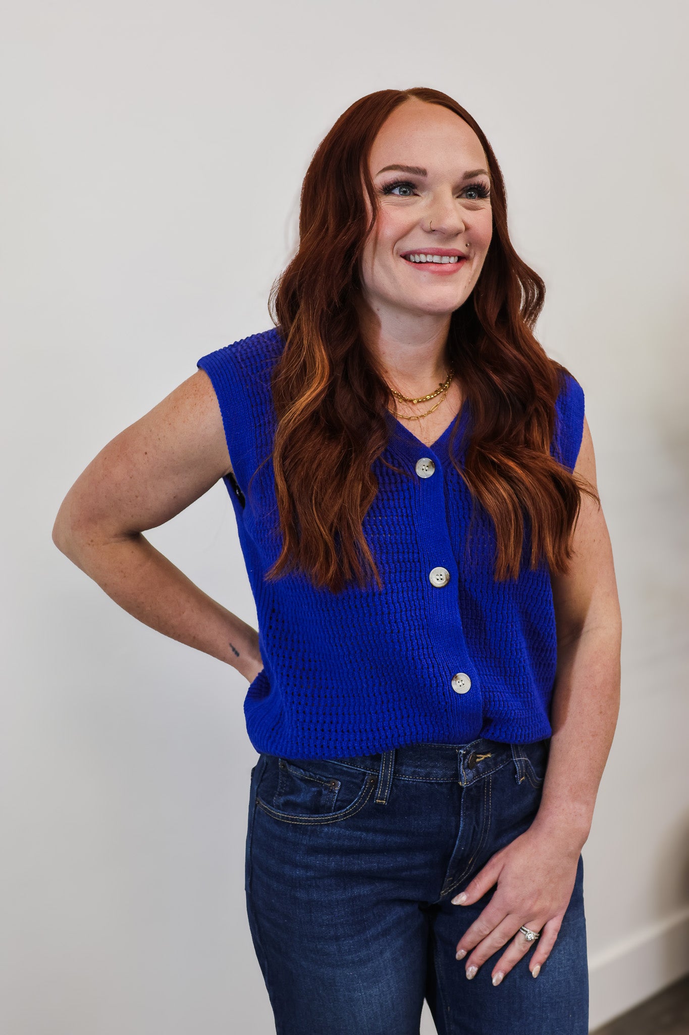 Staccato Royal Blue Button Vest