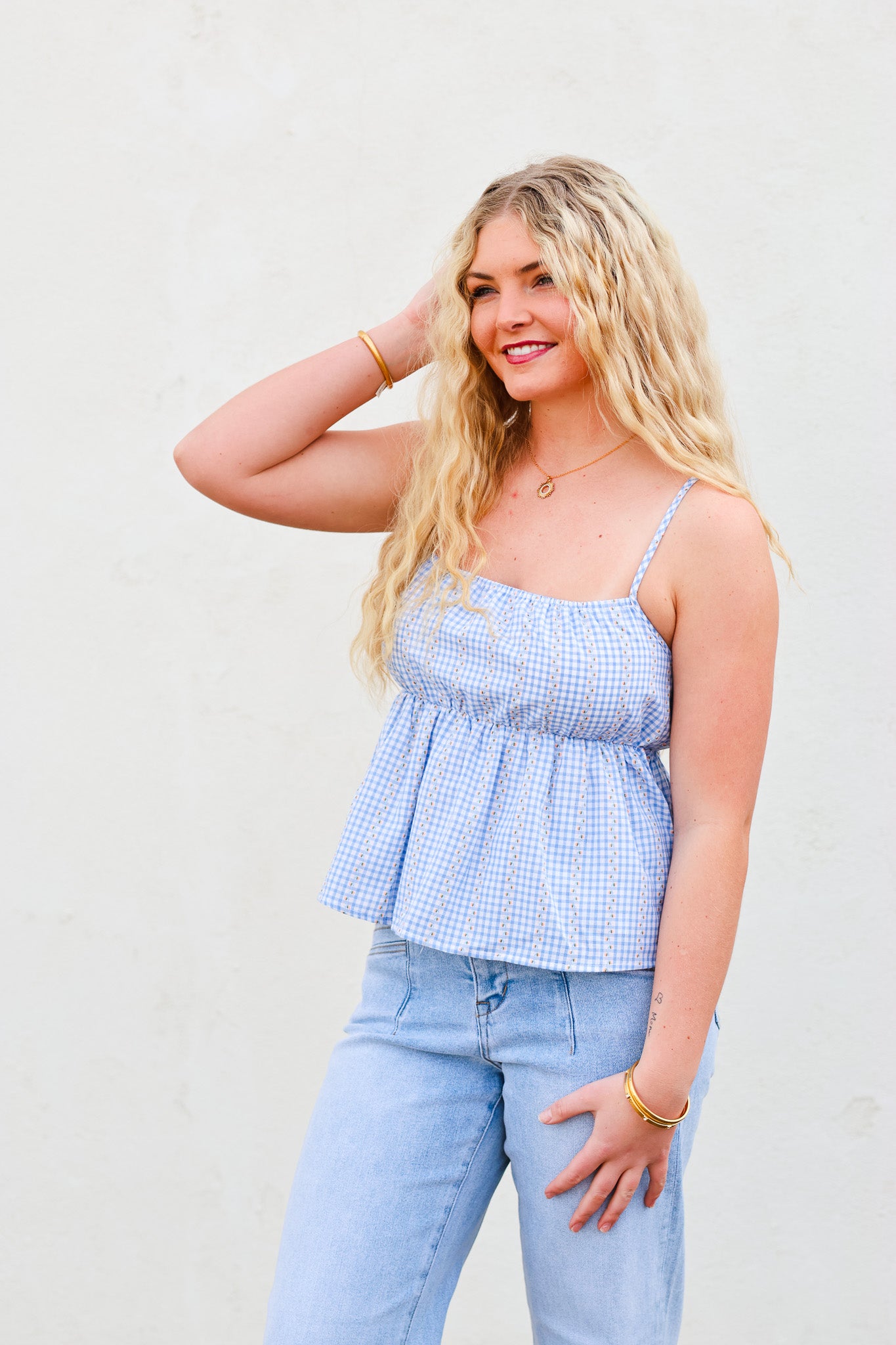 Butter Blue Gingham Check Tank