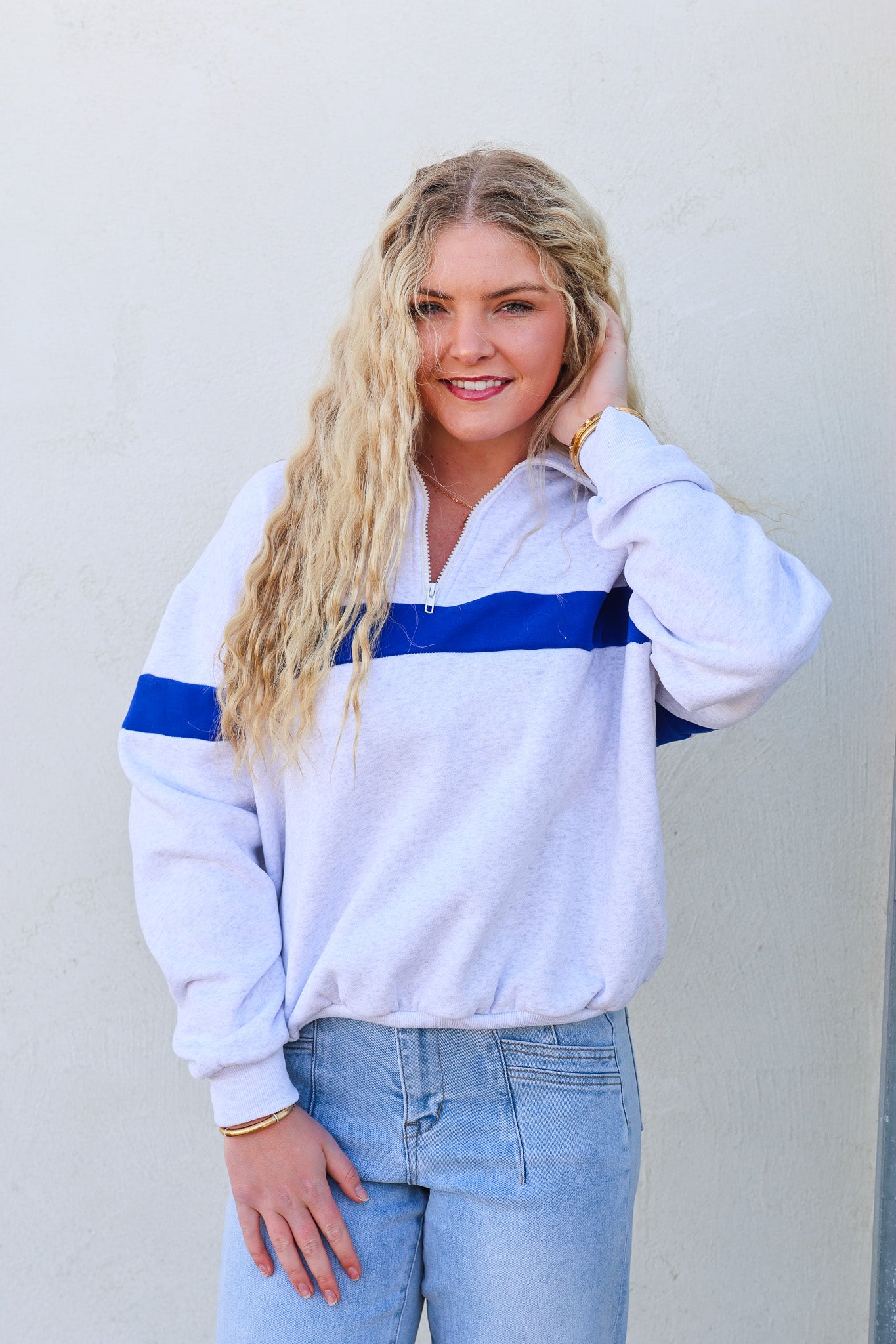 Butter Grey/Royal 1/4 Zip