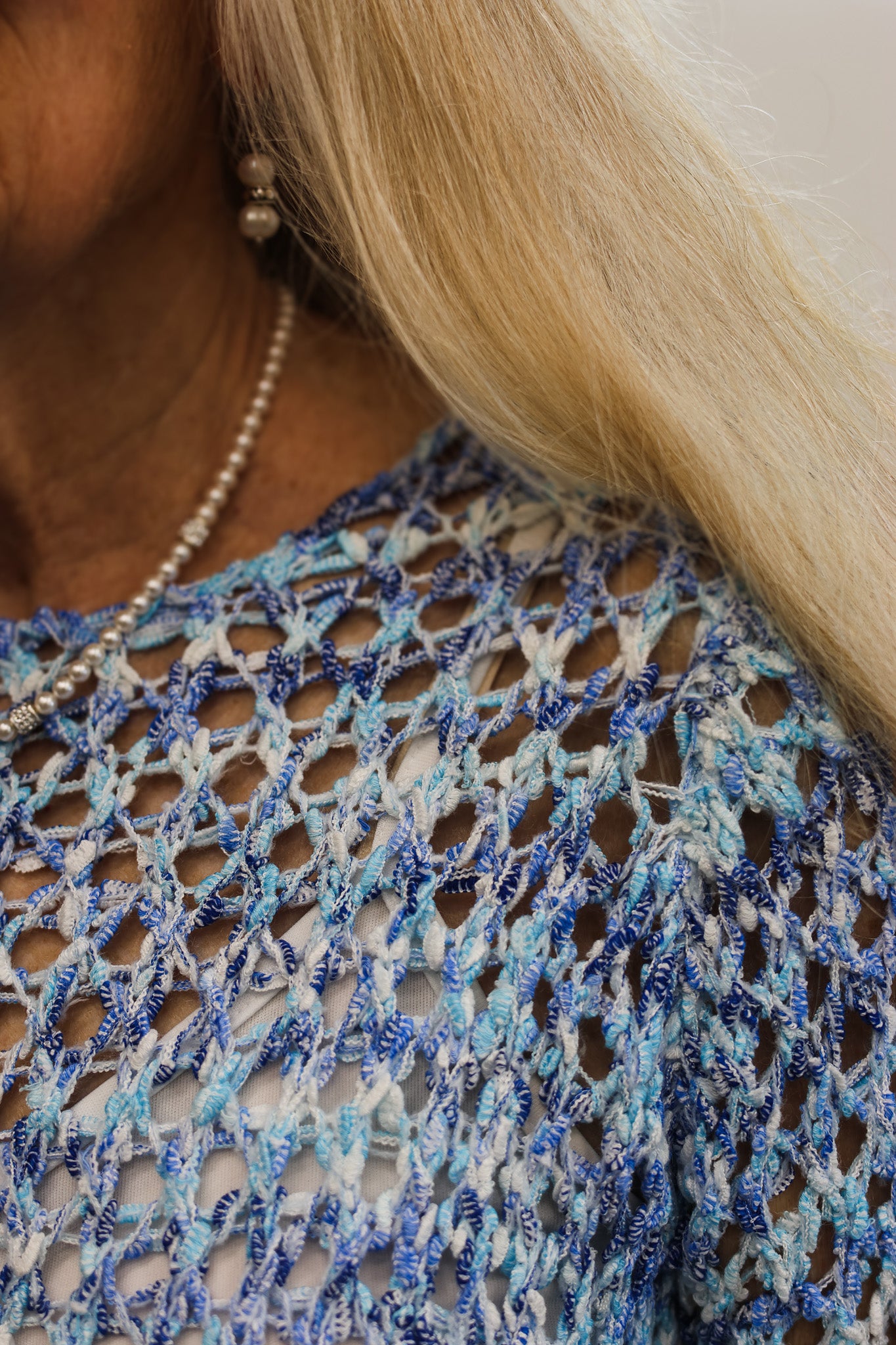 Escape Open Weave Sweater, Blue