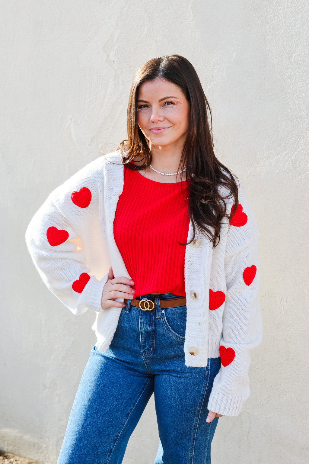 Butter White Heart Sweater
