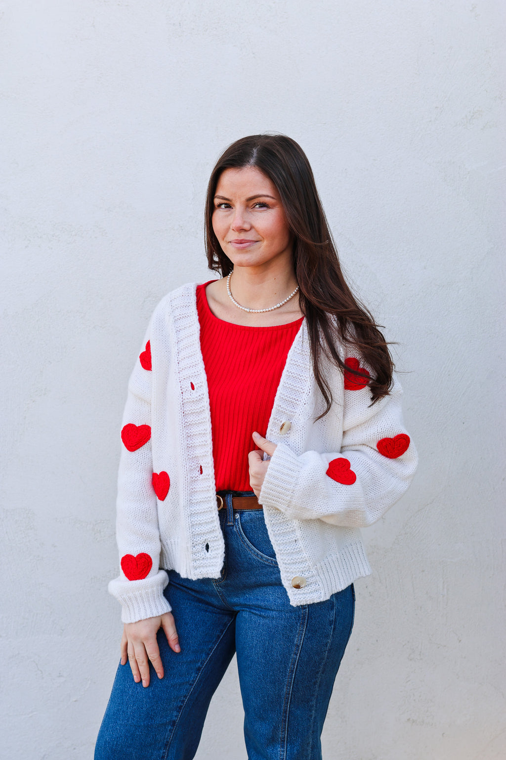 Butter White Heart Sweater