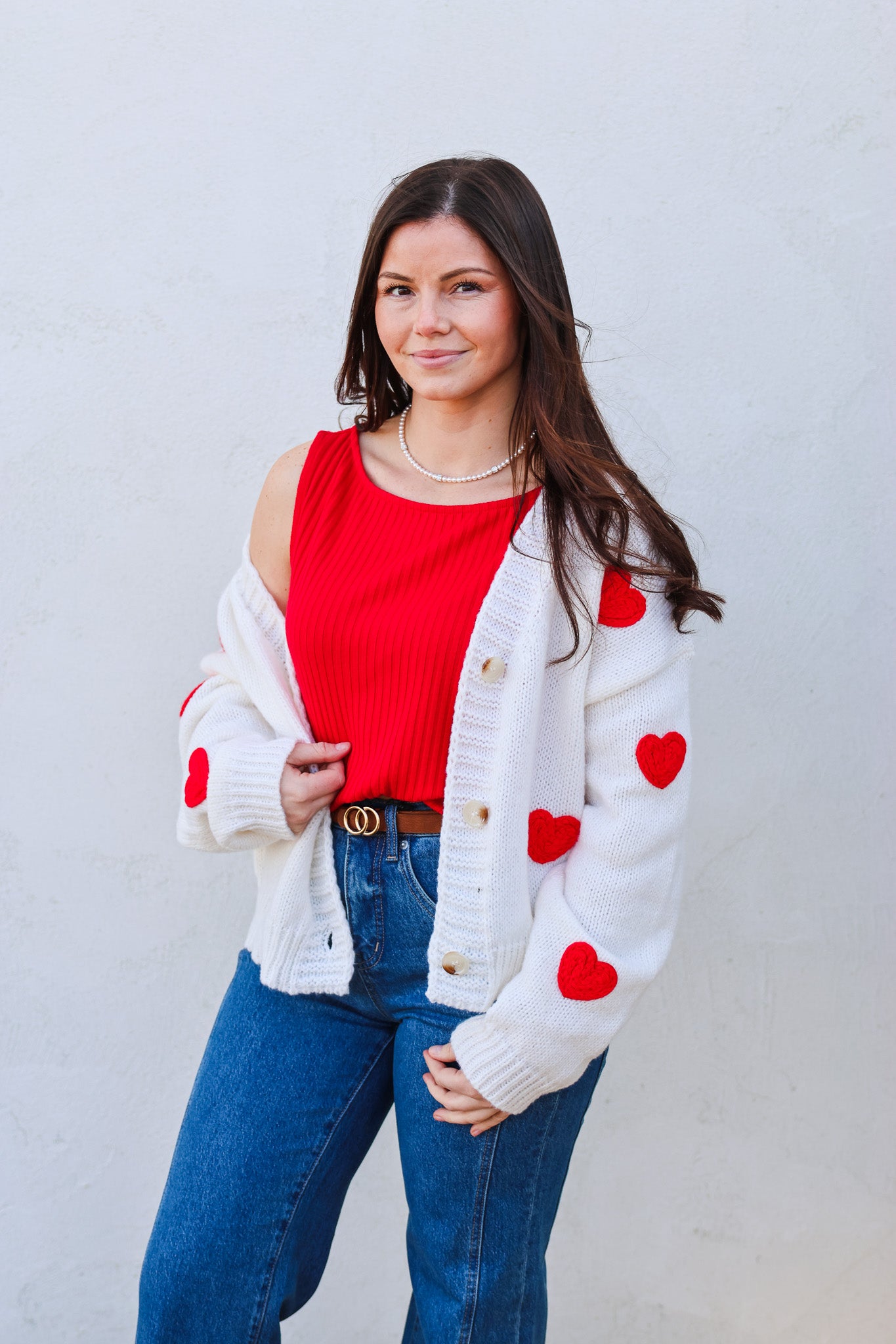 Butter White Heart Sweater