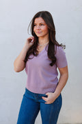 Allie Lavender Textured Polo