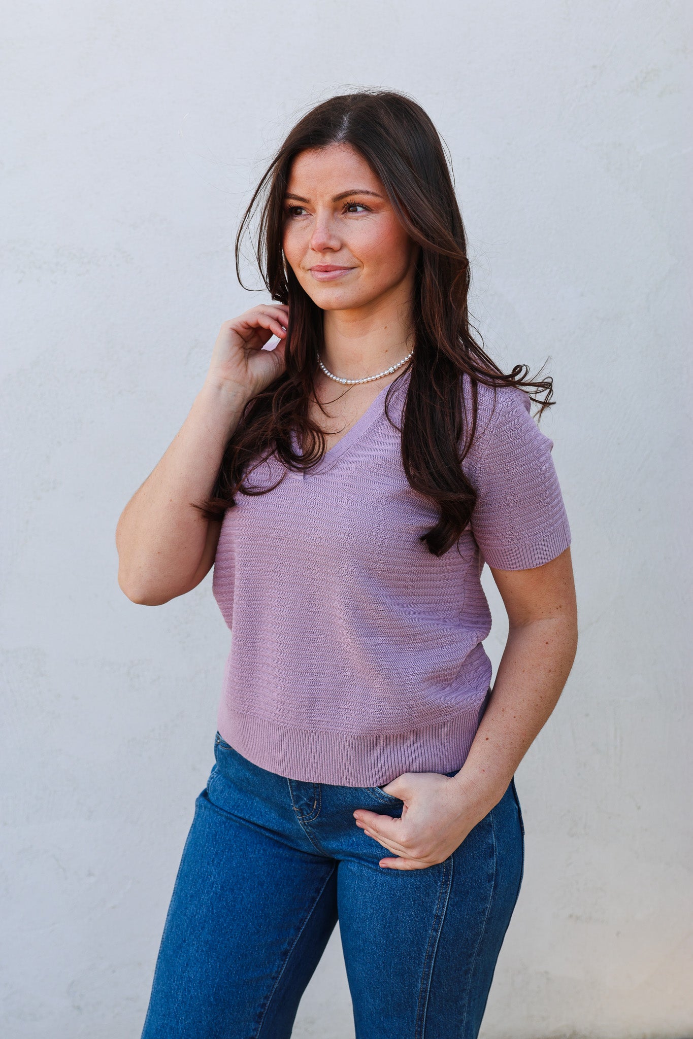 Allie Lavender Textured Polo