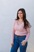 Allie Blush Scallop Sweater