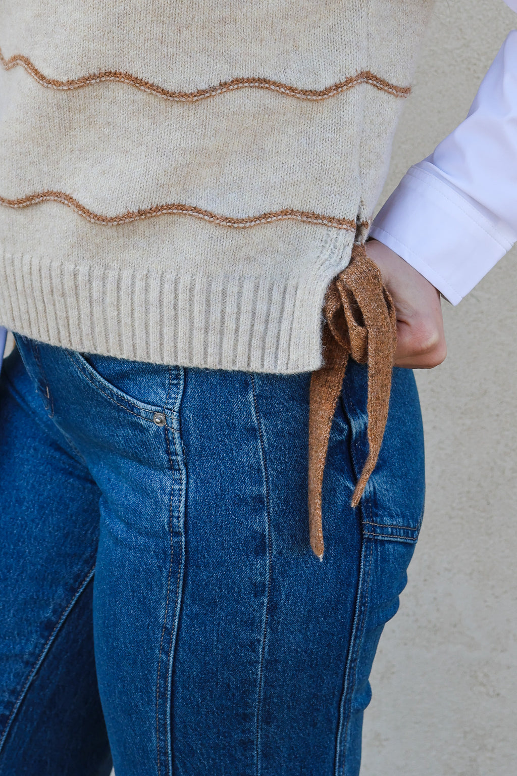 Butter Taupe Stripe Vest