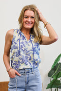 Tribal Periwinkle Floral Tank