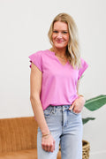 Tribal Orchid Flutter Sleeve Top