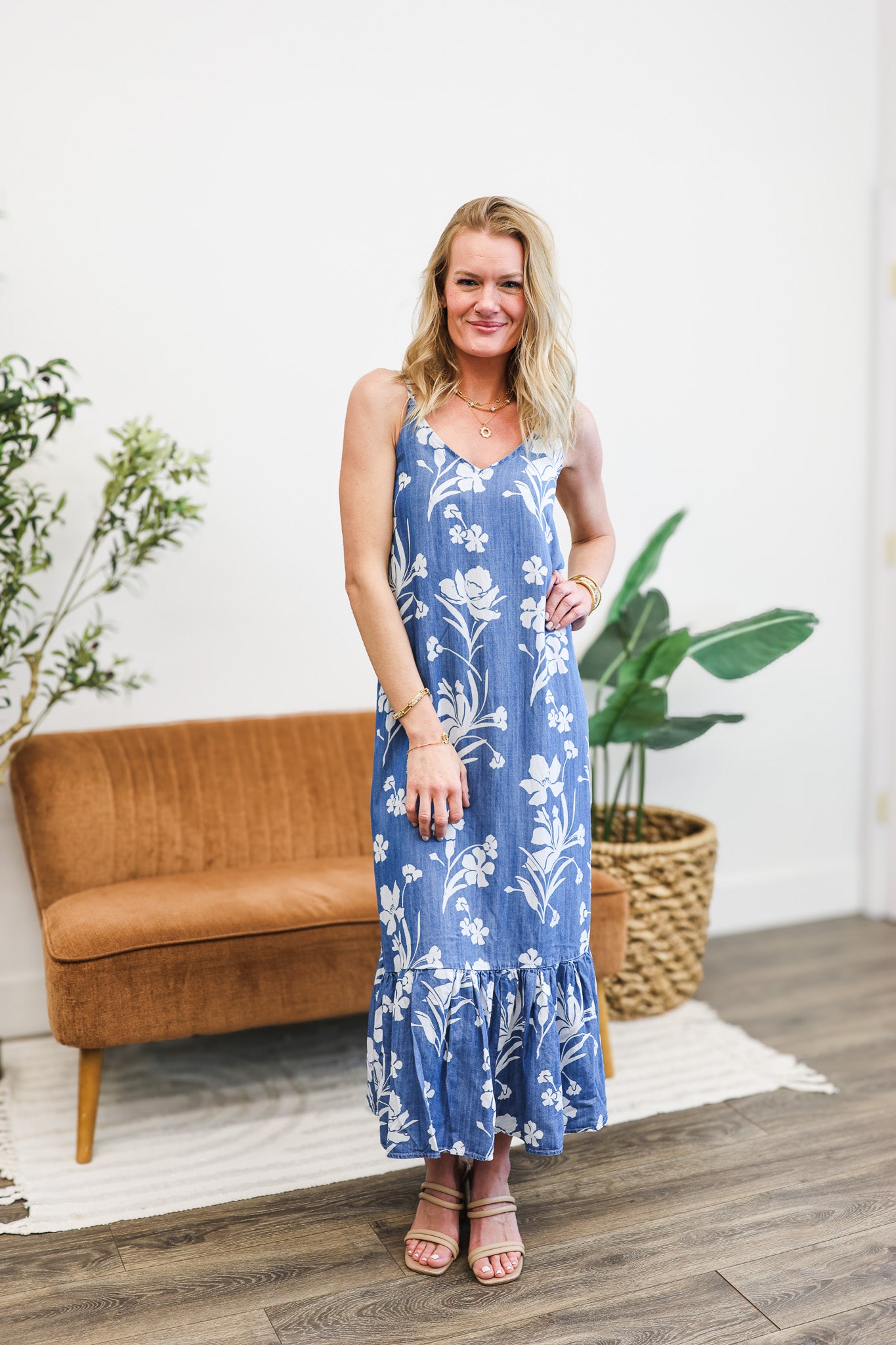 Tribal Blue & White Maxi