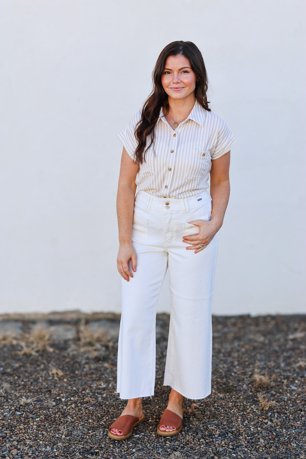 Blu Pepper Stripe Collared Button Down