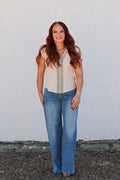 Blu Pepper Embroidered Split Neck Blouse