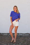 Staccato Crew Neck 1/2 Sleeve RWB Stripe
