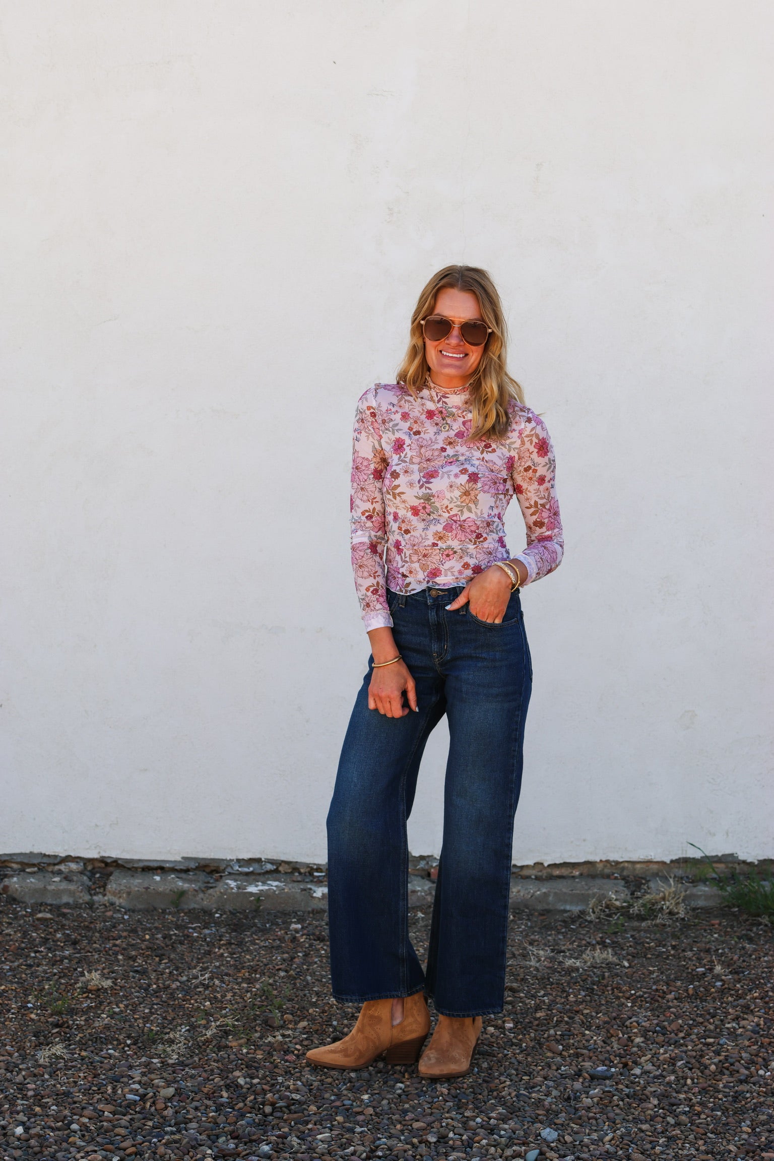 So Me Floral Mesh Long Sleeve